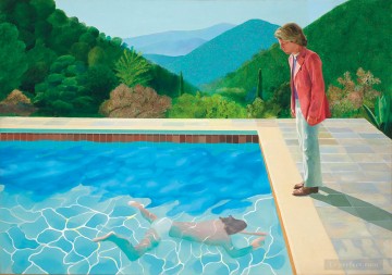  pool Oil Painting - David Hockney Portrait of an Artist Pool with Two Figures